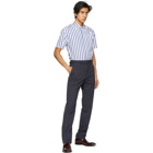 Ralph Lauren Purple Label White and Blue Capri Striped Short Sleeve Shirt