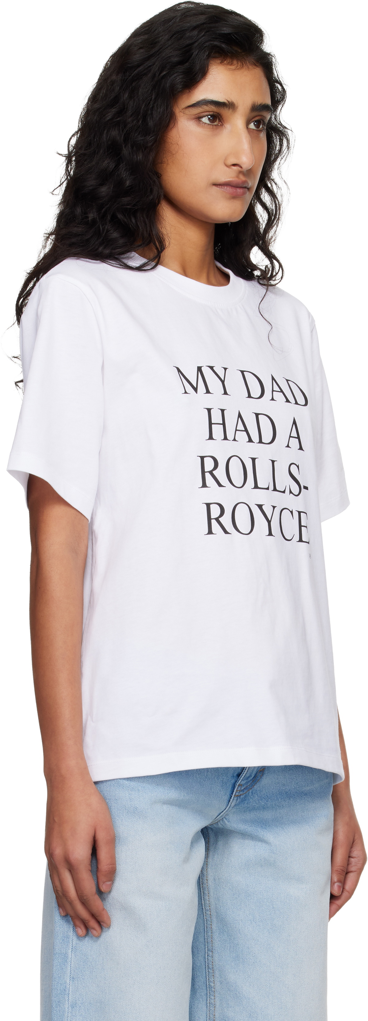 Victoria Beckham White 'My Dad Had A Rolls-Royce' T-shirt