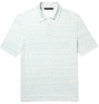 Ermenegildo Zegna - Logo-Embroidered Mélange Cotton and Linen-Blend Polo Shirt - Blue