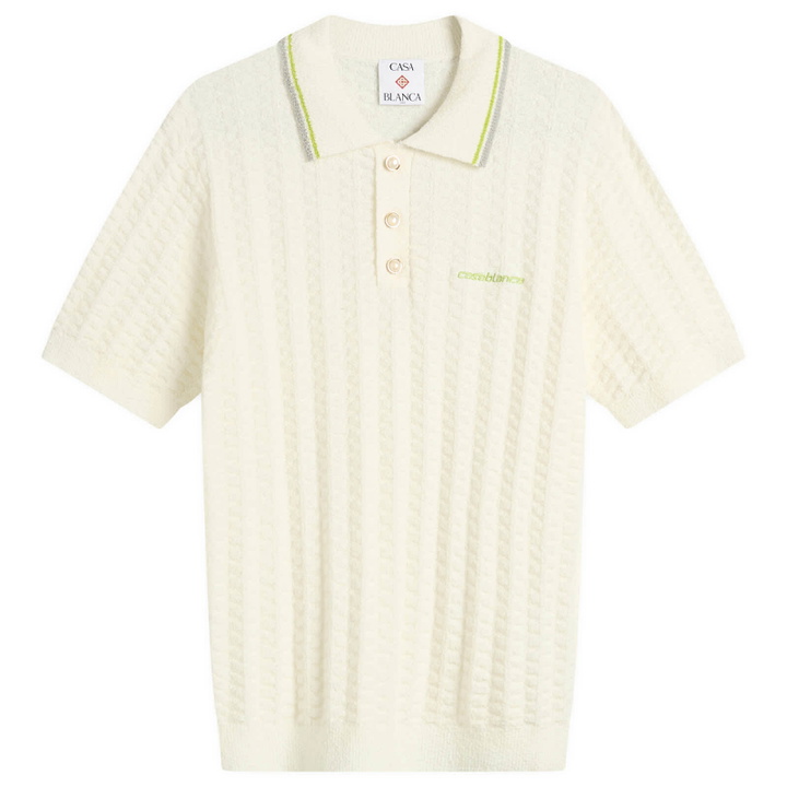 Photo: Casablanca Men's Tennis Boucle Polo Shirt in White