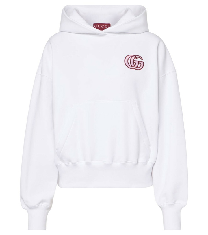 Photo: Gucci GG embroidered cotton jersey hoodie