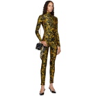 Versace Jeans Couture Black and Gold Paisley Print Jumpsuit