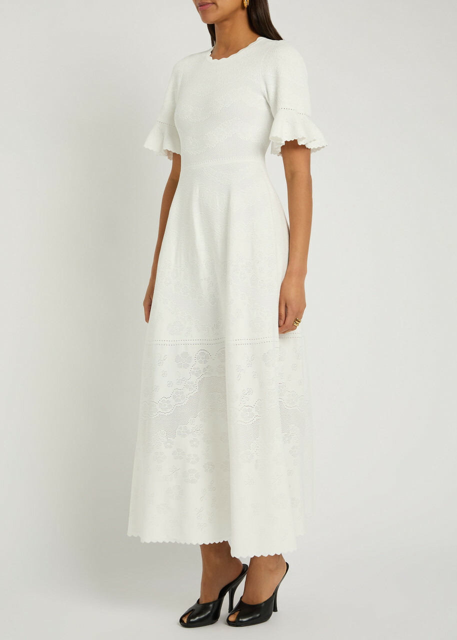 Needle & Thread Scalloped Pointelle-knit Gown Cream