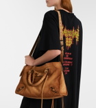 Balenciaga Le City Medium suede top-handle bag