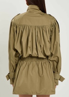 Chloe Gathered Cotton-poplin Coat Olive