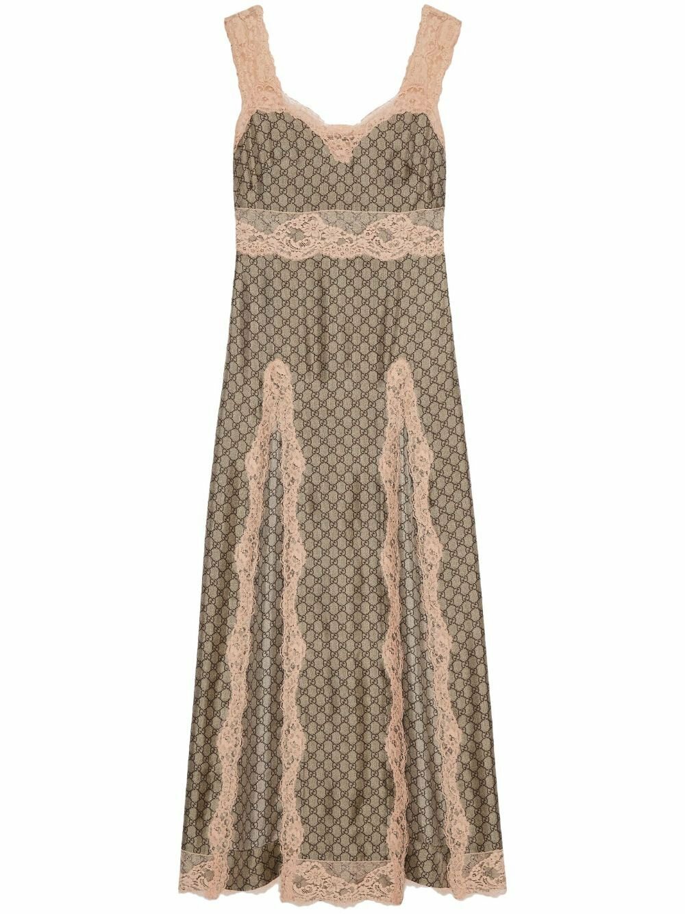 Gucci Beige GG Supreme-Print Silk Dress Gucci