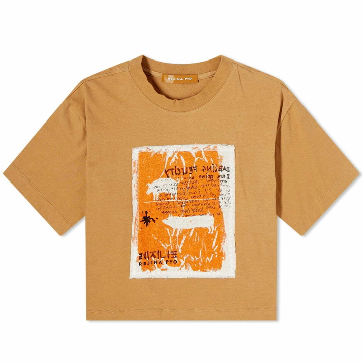 Photo: Rejina Pyo Women's Quinn Logo Patch T-Shirt in Beige