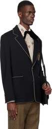 Valentino Black Single-Breasted Wool Valentino Patch Blazer