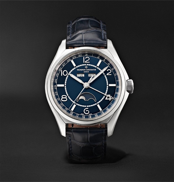 Photo: Vacheron Constantin - Fiftysix Automatic Complete Calendar 40mm Stainless Steel and Alligator Watch, Ref. No. 4000E/000A-B548 - Navy