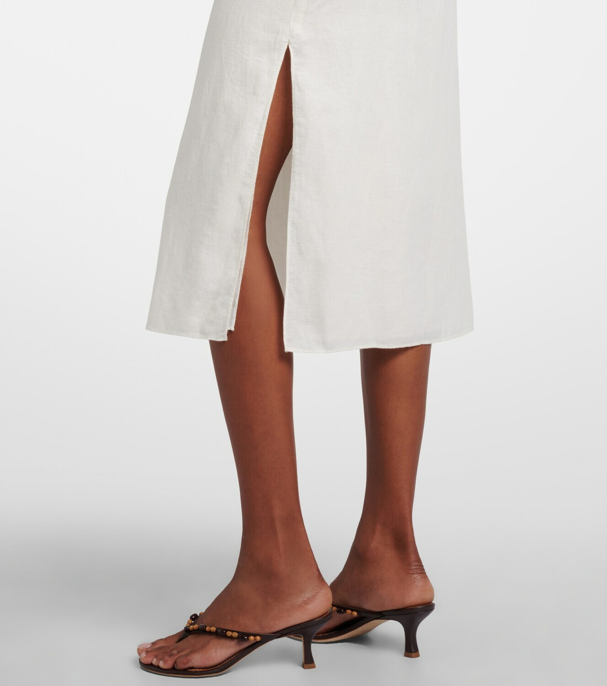 Posse Darya embroidered linen and cotton midi dress