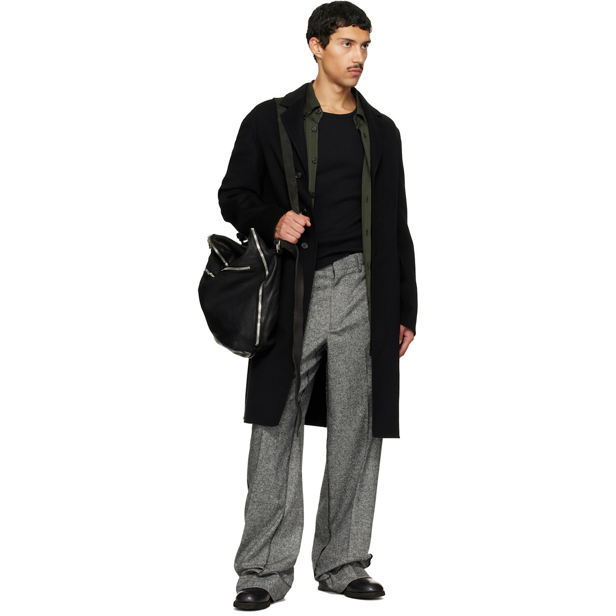 Guidi Black Leather Messenger Bag