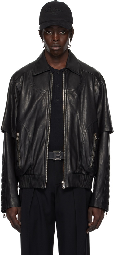 Photo: Balmain Black Layered Leather Jacket