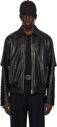 Balmain Black Layered Leather Jacket