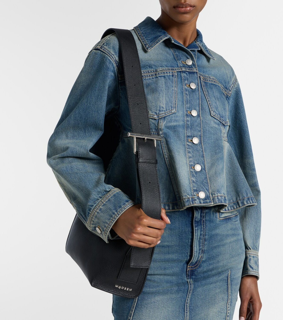McQueen T-Bar leather shoulder bag