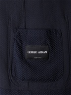 GIORGIO ARMANI - Slim-Fit Double-Breasted Herringbone Woven Blazer - Blue - IT 46