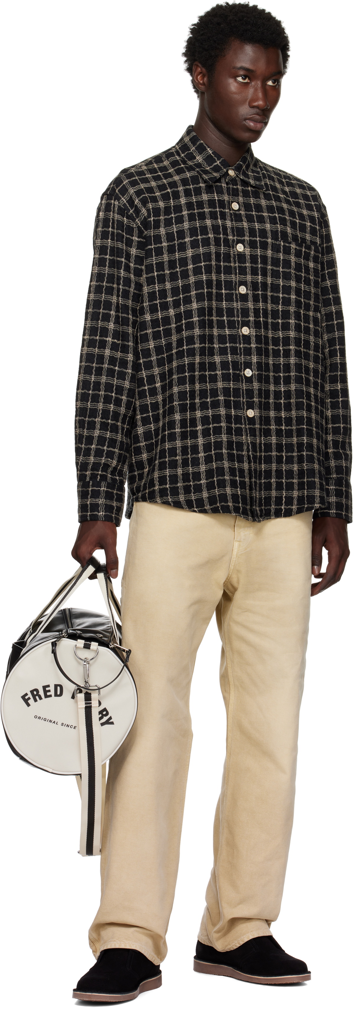 Fred Perry Black Classic Barrel Bag