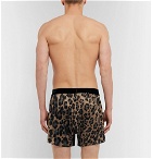 TOM FORD - Velvet-Trimmed Leopard-Print Stretch-Silk Boxer Shorts - Brown