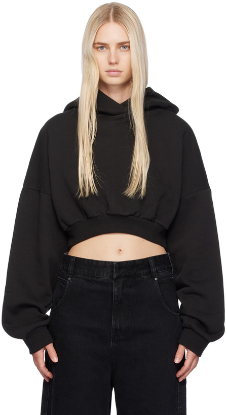 Photo: Entire Studios Black Cropped Heavy Hoodie