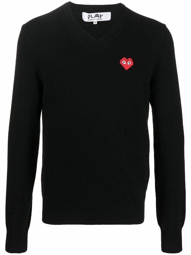 Photo: COMME DES GARCONS PLAY - V-neck Logo Sweater