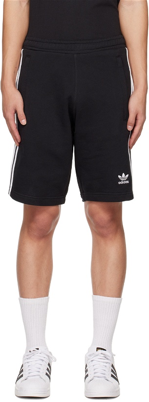Photo: adidas Originals Black Adicolor Classics 3-Stripes Shorts