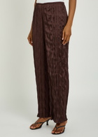 Staud Nami Plissé Trousers Brown