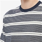 Norse Projects Men's Johannes Sunbleached Stripe T-Shirt in Dark Navy
