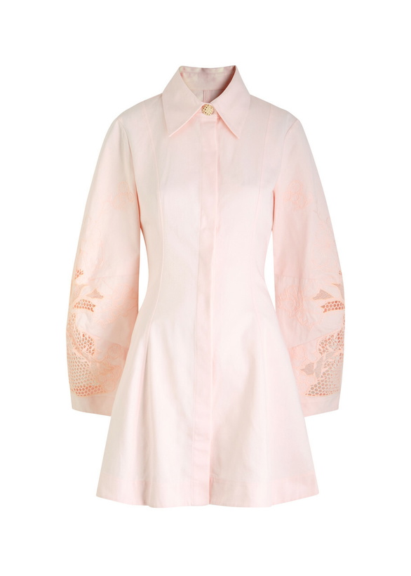Photo: Clea Indra Cotton Mini Shirt Dress Light Pink