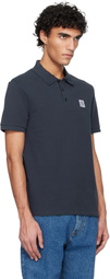 Balmain Navy Embroidered Cotton Polo