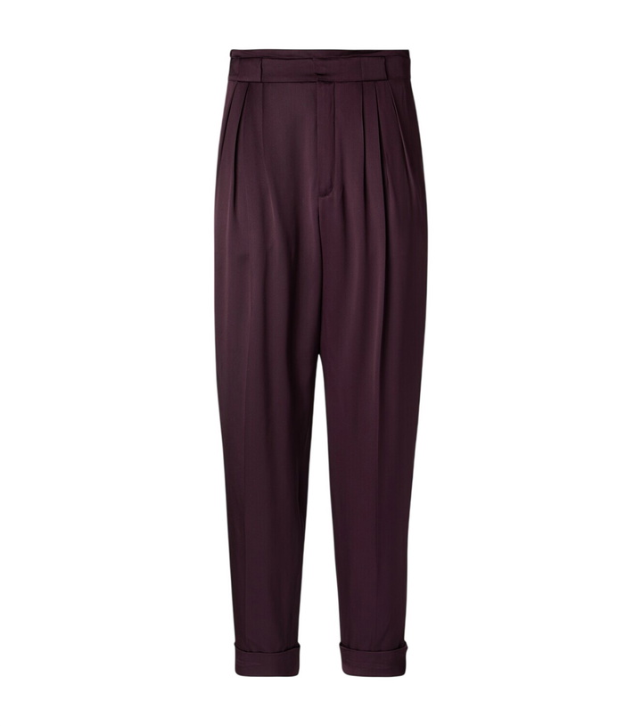 Photo: Saint Laurent Belted silk satin straight pants