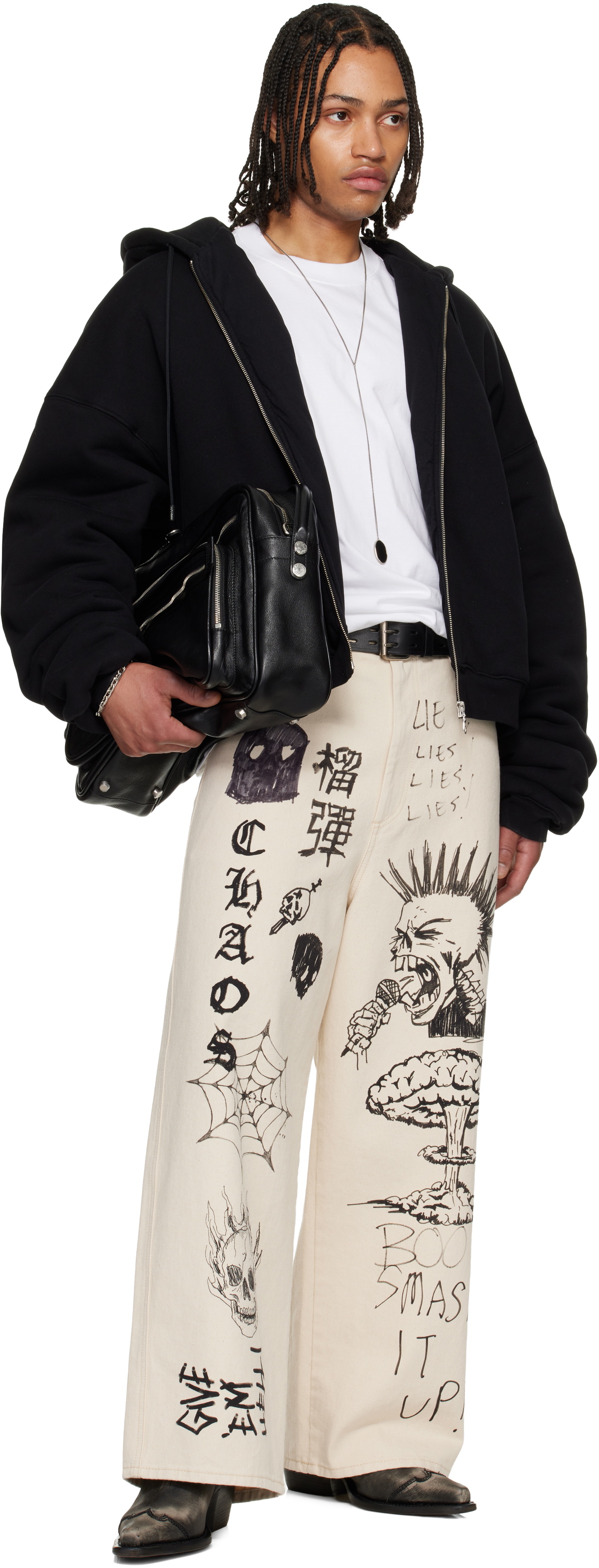 LU'U DAN Off-White Blue Collar Jeans