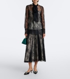 Erdem Pleated floral lace midi skirt