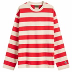 Uniform Bridge Men's Stripe Long Sleeve T-Shirt in Red Stripe