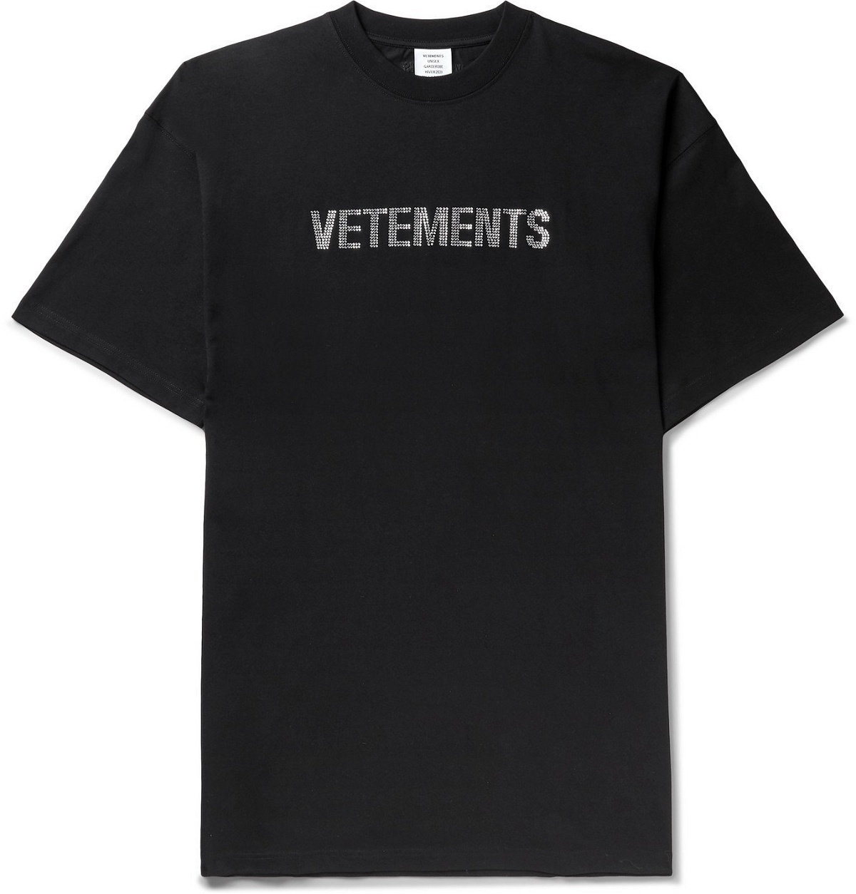 Vetements - Oversized Crystal-Embellished Cotton-Jersey T-Shirt - Black  Vetements