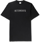 Vetements - Oversized Crystal-Embellished Cotton-Jersey T-Shirt - Black