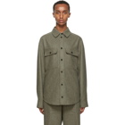 Jil Sander Green Wool Pocket Shirt