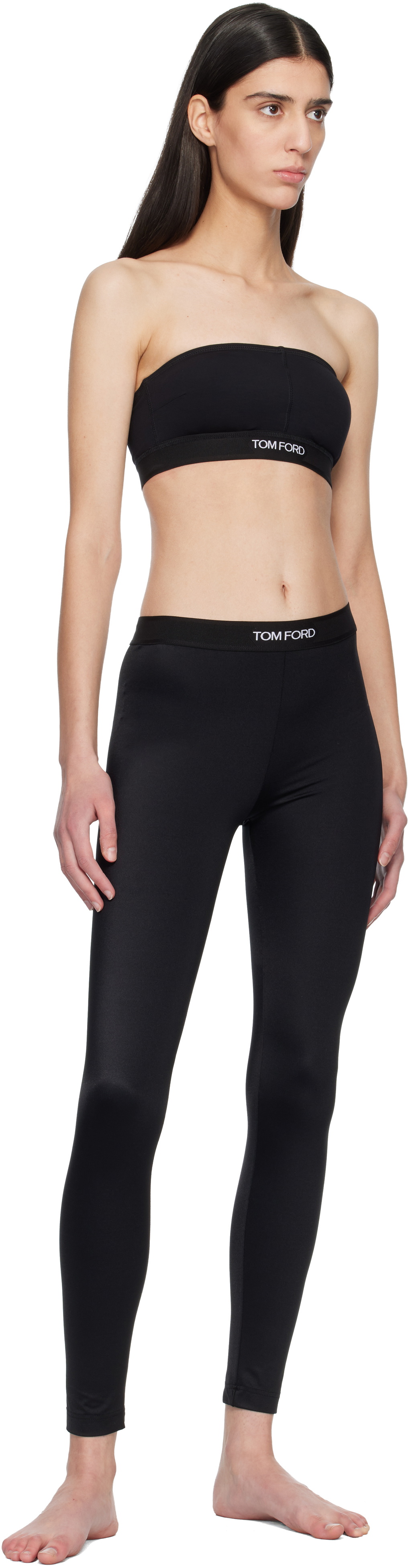 TOM FORD Black Lustrous Jersey Signature Leggings