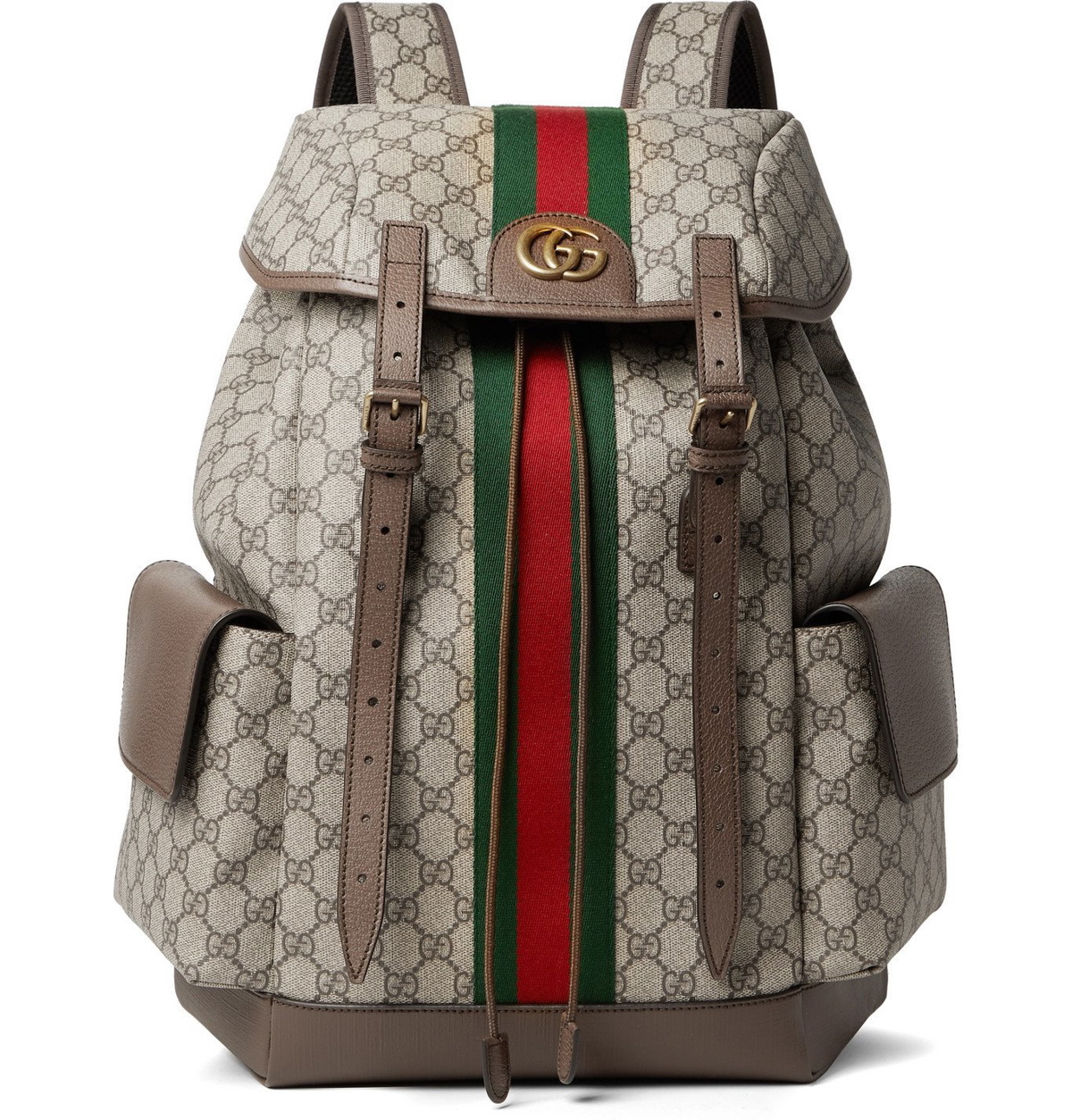 Gucci - Ophidia Leather and Webbing-Trimmed Monogrammed Coated-Canvas ...