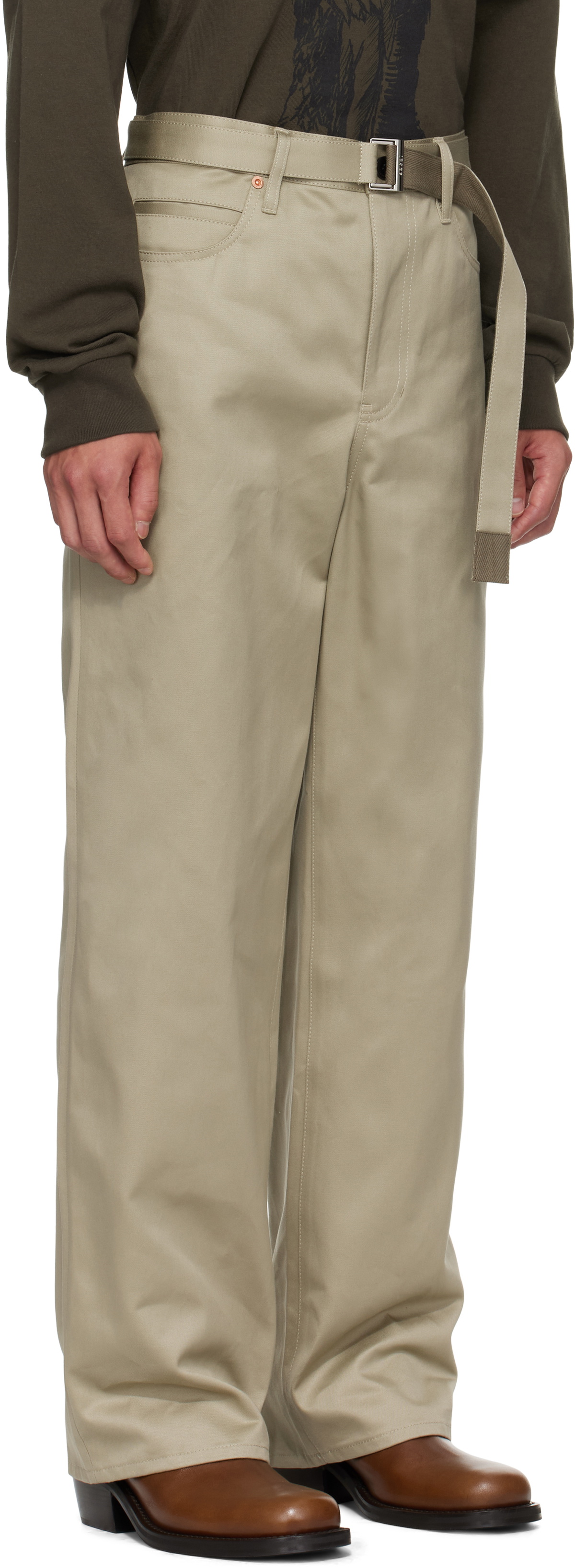 パンツ sacai Cotton Chino Pants beige sacai Beige Cotton Chino Trousers Sacai