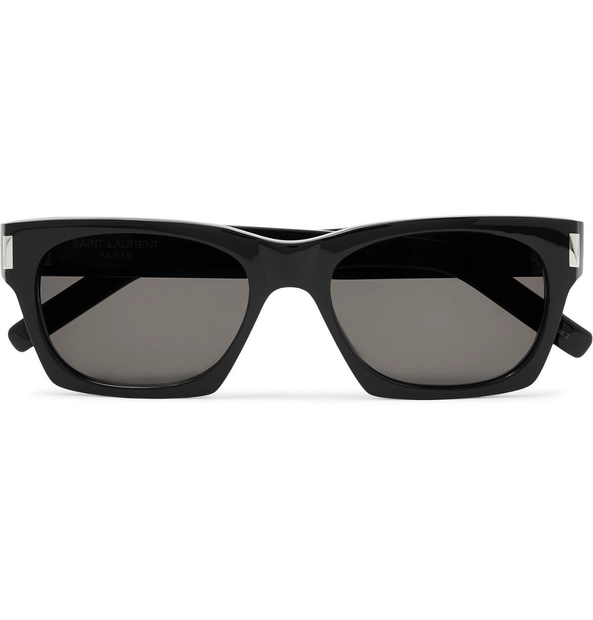 Photo: SAINT LAURENT - Square-Frame Acetate and Silver-Tone Sunglasses - Black
