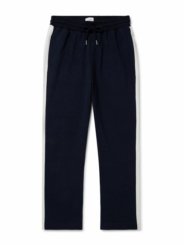 Photo: Mr P. - Clubhouse Straight-Leg Striped Cotton-Blend Jersey Track Pants - Blue