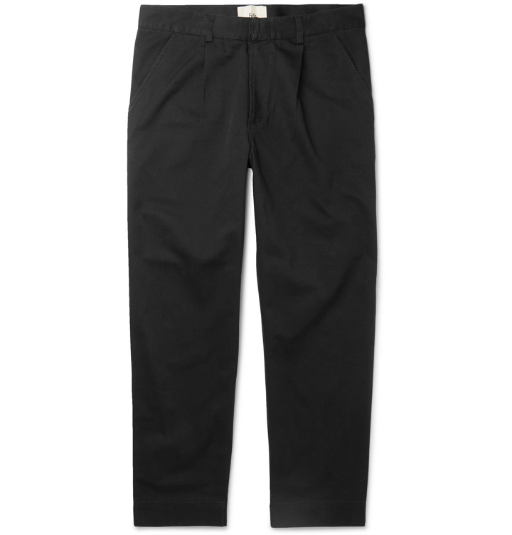 Photo: Folk - Signal Tapered Cropped Pleated Cotton-Twill Trousers - Black