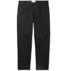 Folk - Signal Tapered Cropped Pleated Cotton-Twill Trousers - Black