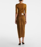 Nour Hammour Selly suede midi skirt