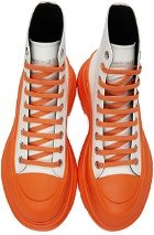 Alexander McQueen SSENSE Exclusive White & Orange Tread Slick High Sneakers