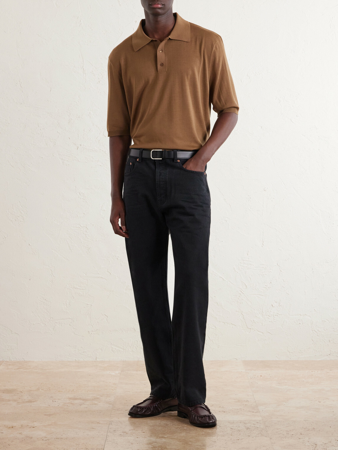 SAINT LAURENT - Wool Polo Shirt - Brown