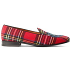 Gucci - Gallipoli Appliquéd Tartan Tweed Loafers - Men - Red