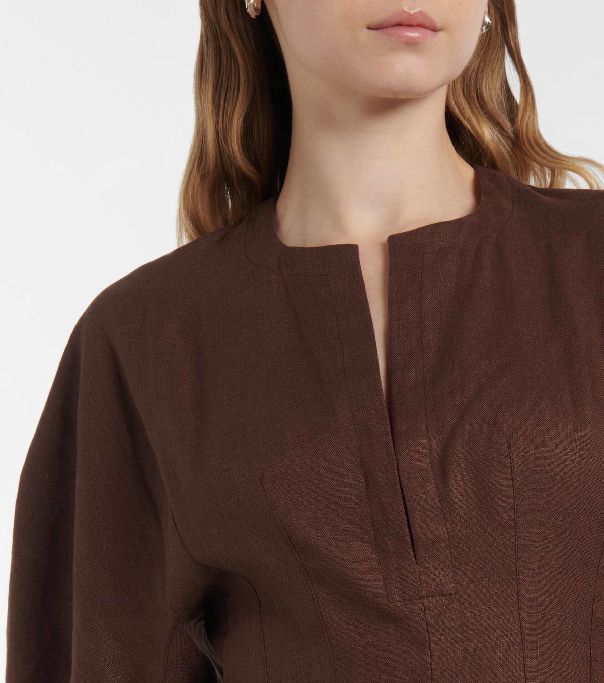 chinese dress ladies Lisa Marie Fernandez - Poet Slubbed Linen-Blend Gauze Mini Dress - Womens main image 0
