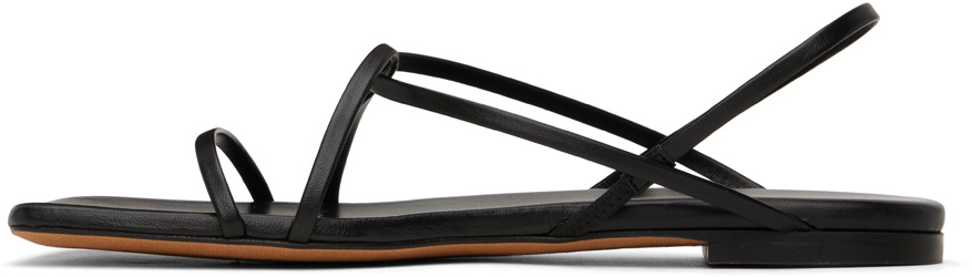 Proenza Schouler Black Square Strappy Flat Sandals