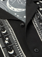 Neighborhood - Cosmic Camp-Collar Printed Matte-Satin Shirt - Black