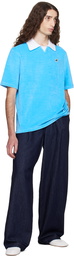 Casablanca Blue Knit Piqué Short Sleeve Polo